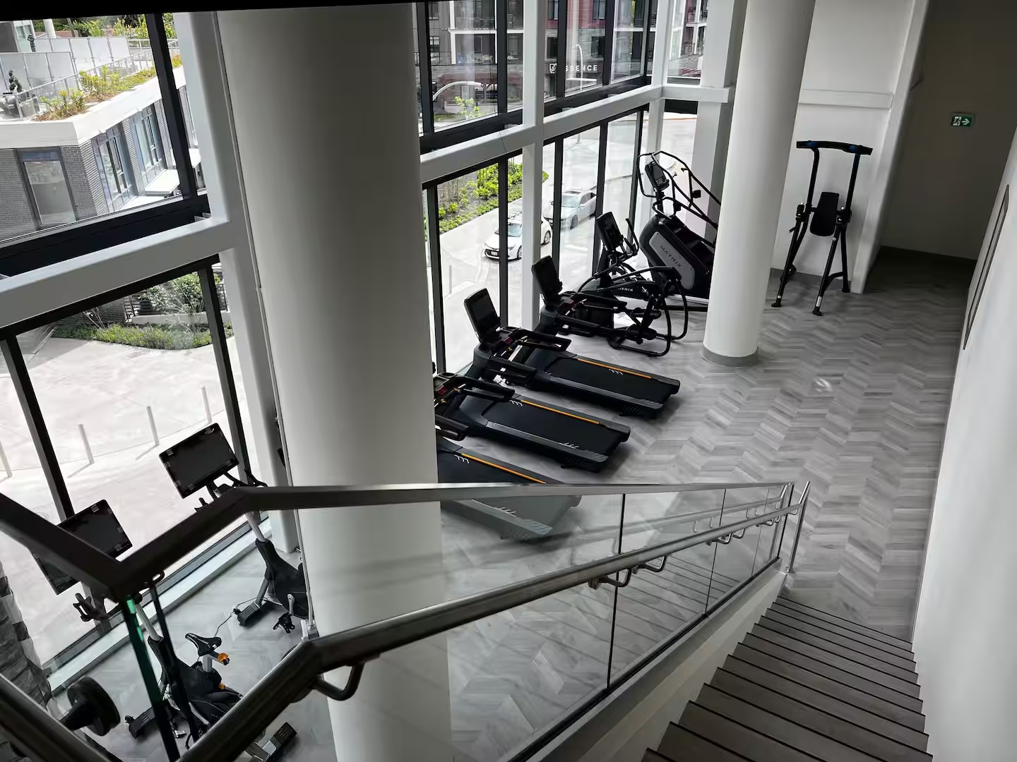 Bright, modern fitness facility at Aqua